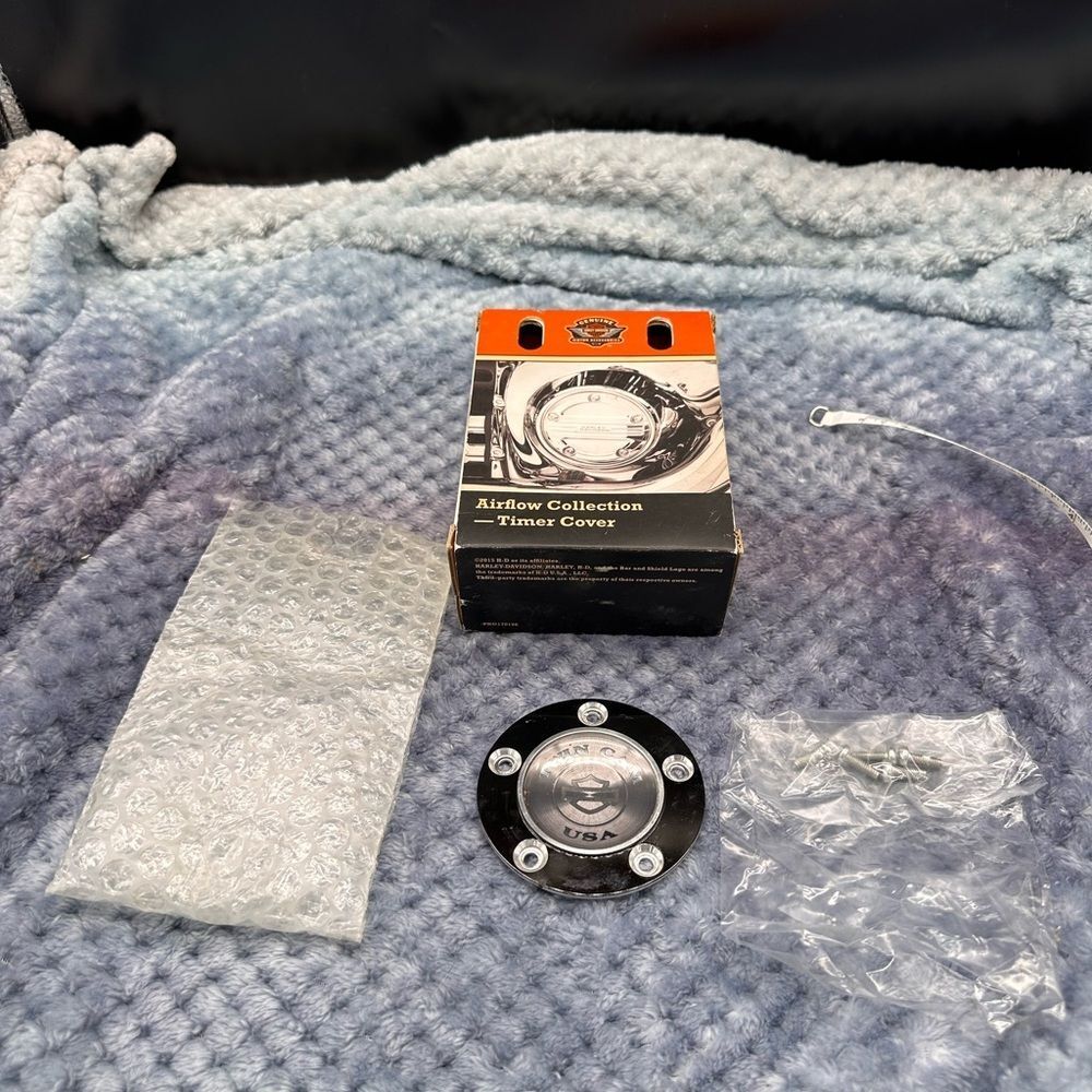 Harley-Davidson Black & Chrome Airflow Timer Cover with USA Logo